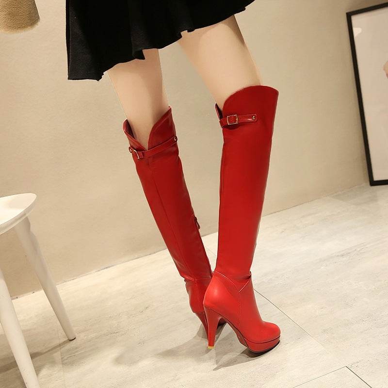 Over The Knee Boots Women's High Heel - Mubimart