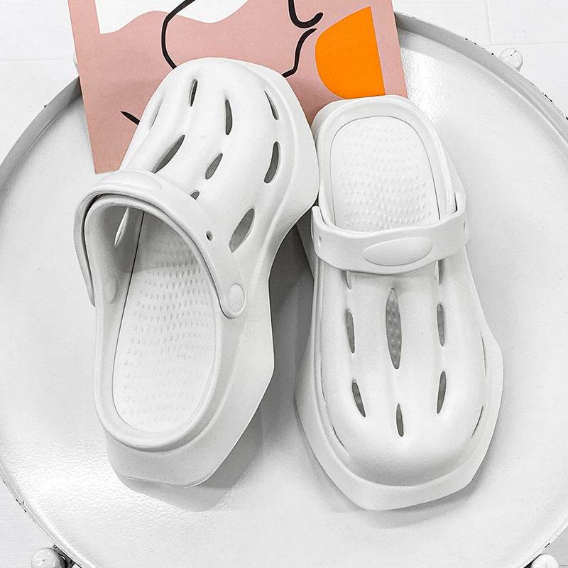 Fashion Clogs Shoes Summer Ankle-wrap Slippers Garden Beach Shoes - Mubimart