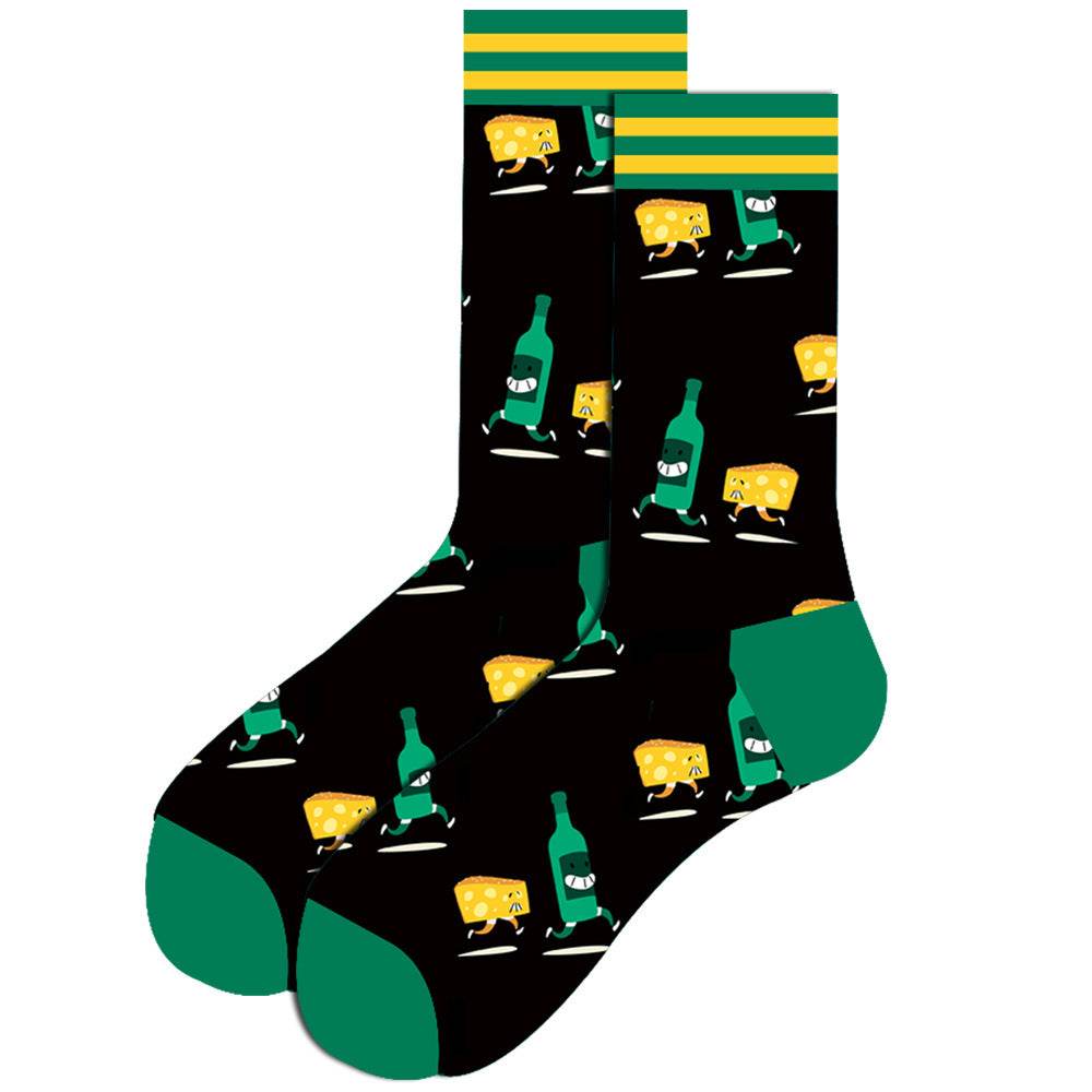 Men's Socks Santa Claus Moose Men's Mid-tube Socks Tide Cotton Socks - Mubimart