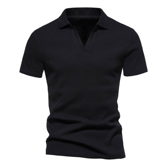 Henley Shirt Men's Short-sleeved T-shirt Henry Collar American Retro Men's Workout Top - Mubimart