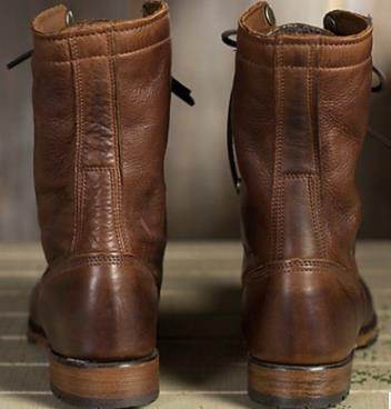 Motorcycle Boots Women Men Retro Lace-Up Combat Boot Low Heel Shoes - Mubimart