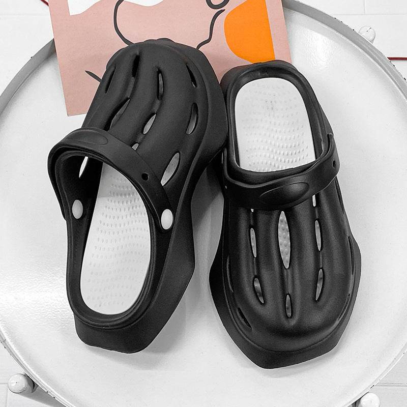 Fashion Clogs Shoes Summer Ankle-wrap Slippers Garden Beach Shoes - Mubimart