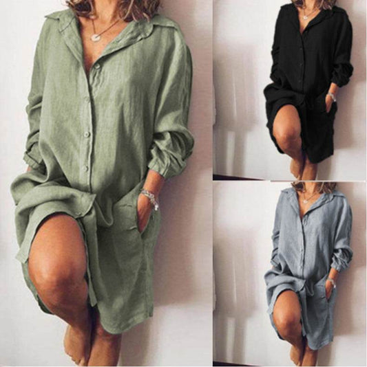 Loose Mid Length Shirts Women Dress Cover-ups Tunics For Mini Dress - Mubimart