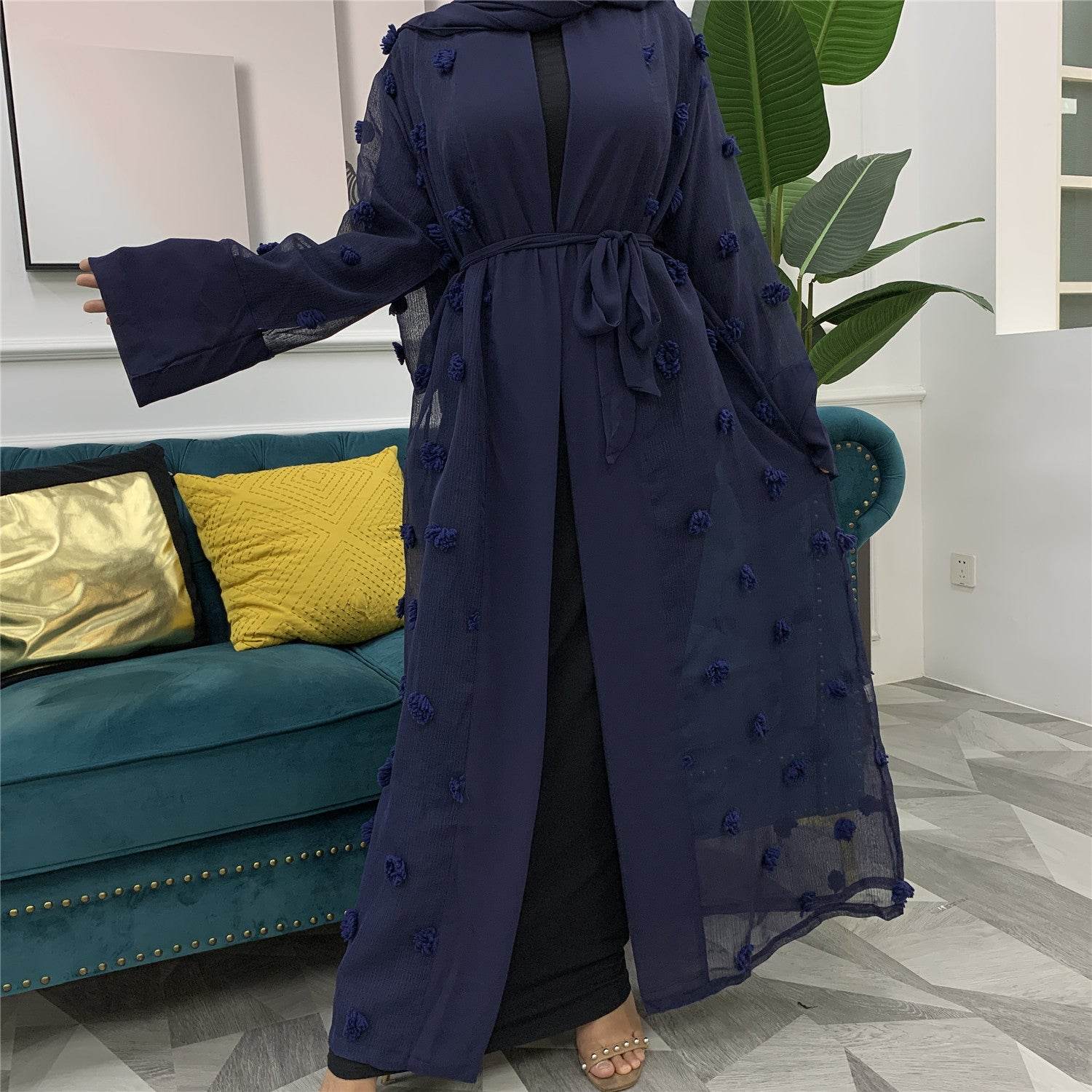 Mesh Loose Lace Long Sleeve Cardigan Robe For Women - Mubimart