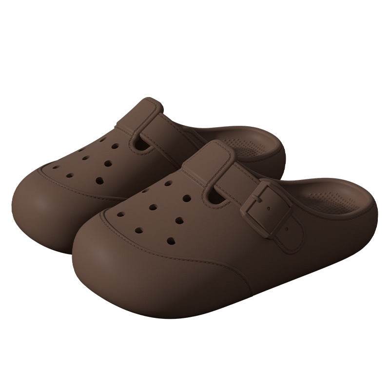New Hole Shoes Summer Buckle Baotou Slippers Outerdoor Garden Clogs Shoes Indoor Non-Slip Floor Home Slipper - Mubimart