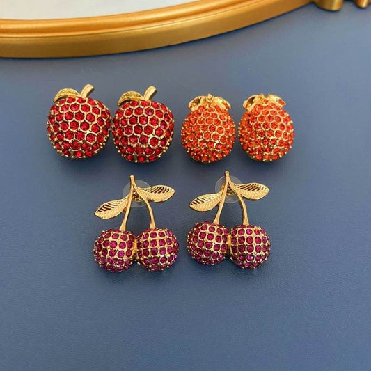 Fruit Earrings Full-jeweled Stud Earrings Women - Mubimart