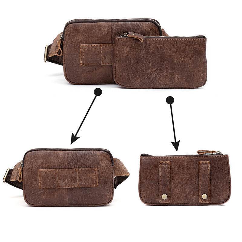 Men Waist Bag Pack Casual Functional Money Phone Belt Bag Male Unisex Sling Bag For Belt Leather Hip Bag Chest Phone Purse - Mubimart