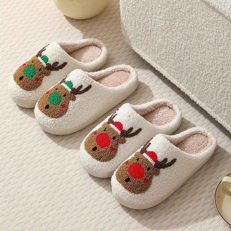 Family Cartoon Plush Slippers For Women - Mubimart