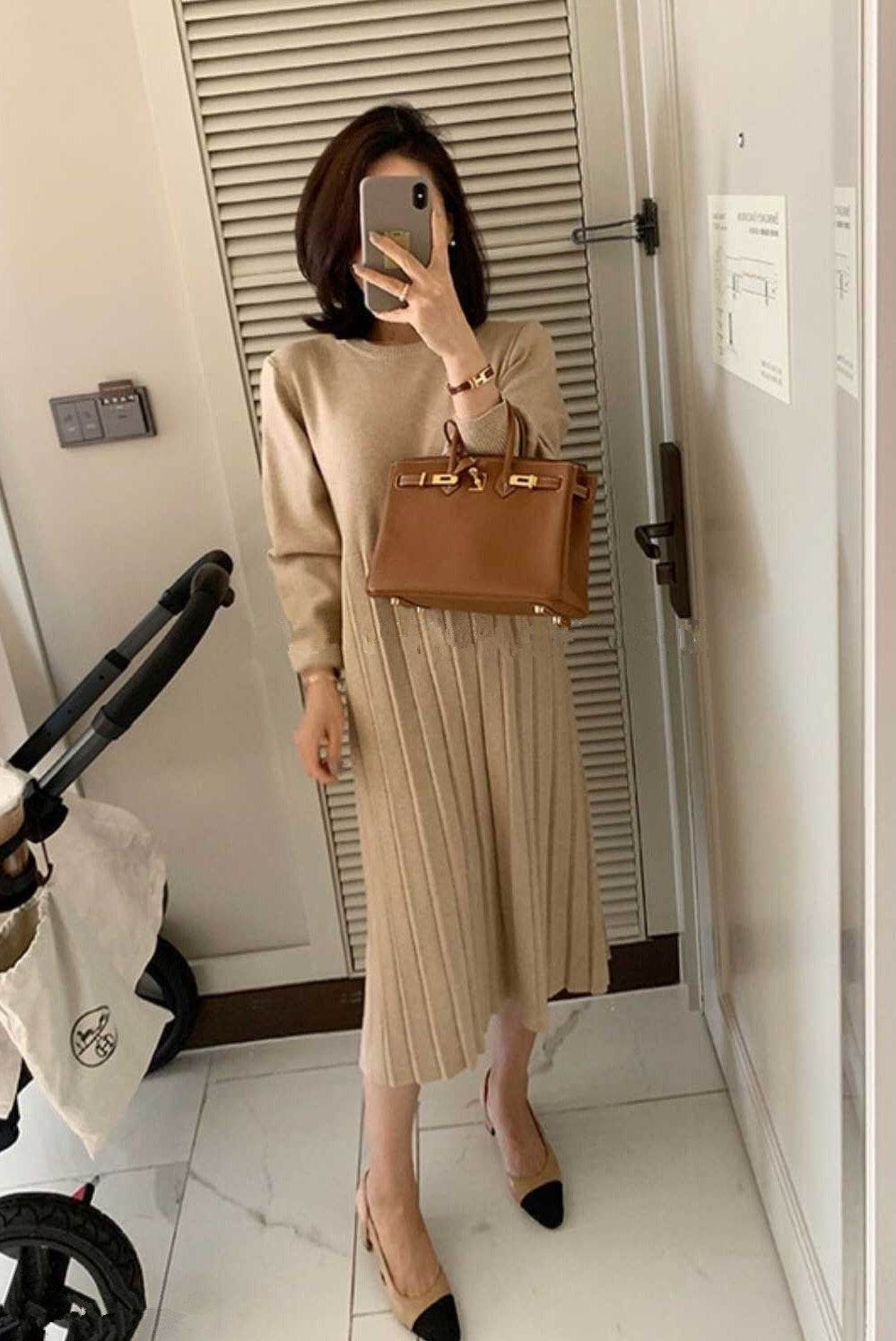 Temperament Korean Style Maternity Sweater Mid-length - Mubimart