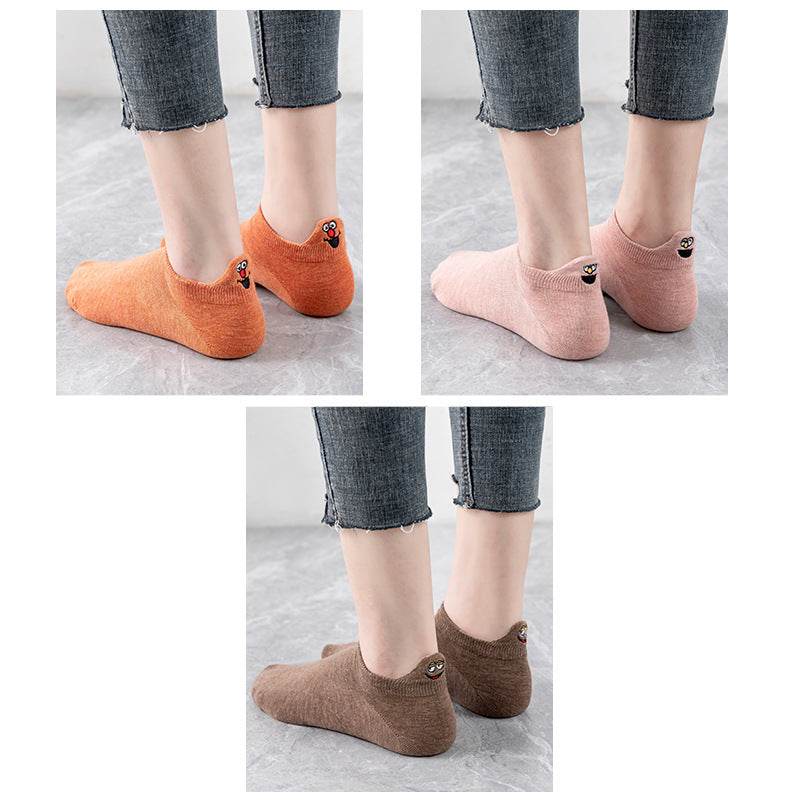 Socks Women's Socks Shallow Mouth Cotton Boat Socks Couples Mid-tube Low - Mubimart