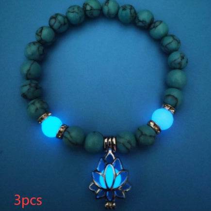 Energy Luminous Lotus Natural Stone Bracelet Yoga Healing Luminous Glow In The Dark Charm Beads Bracelet For Men Women Prayer Buddhism - Mubimart