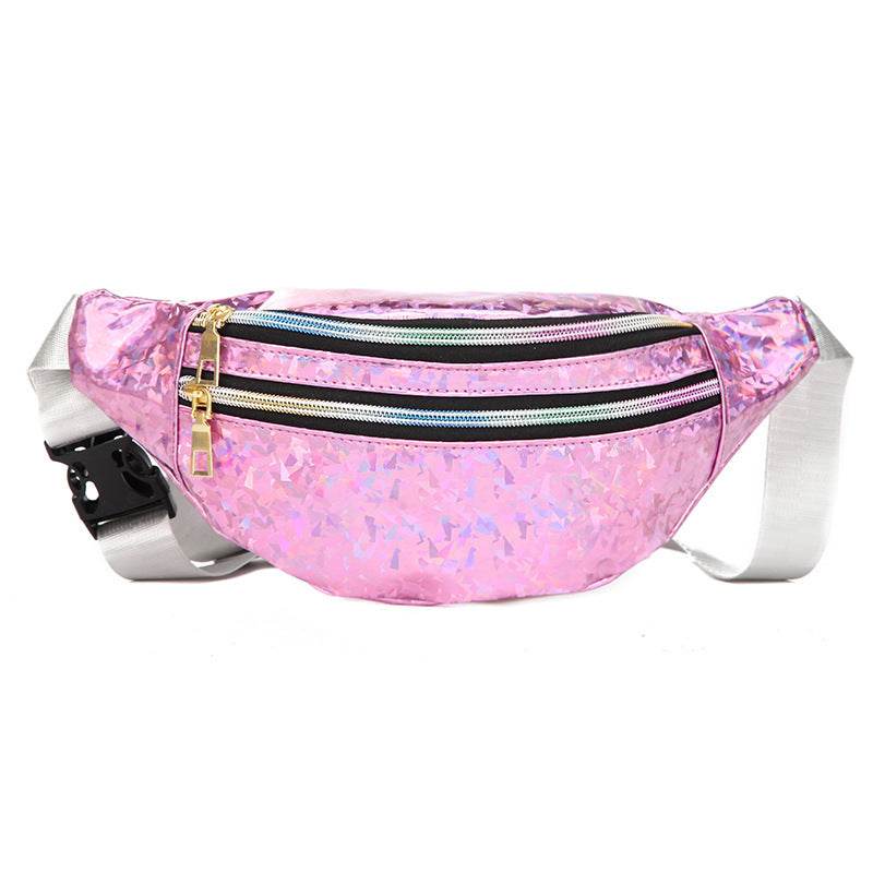 Double Pocket Holographic Fanny Pack - Mubimart