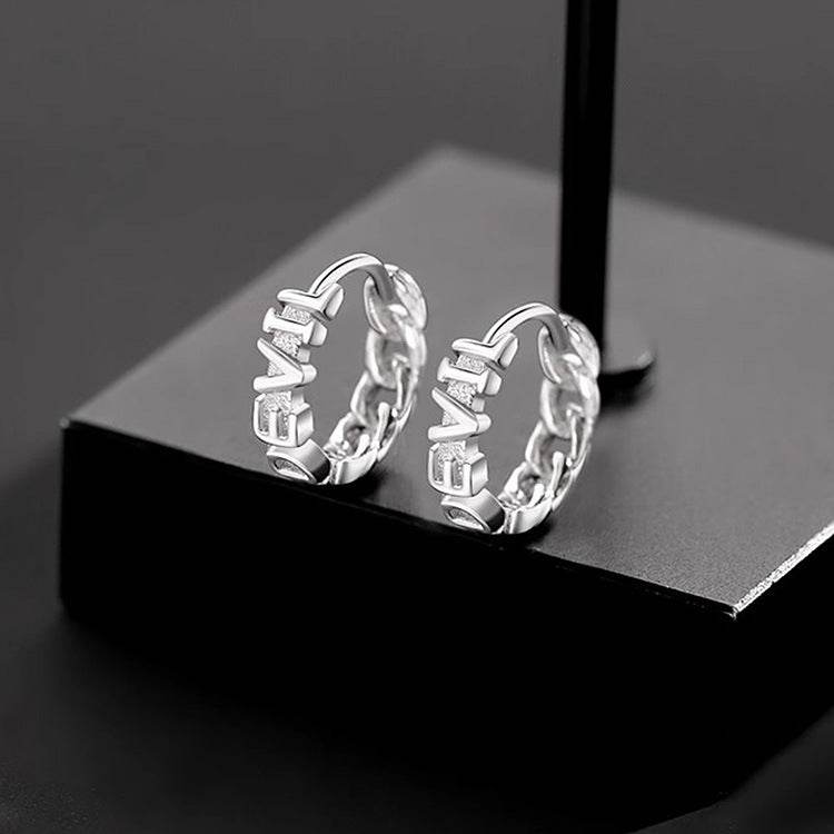 Sterling Silver Devil English Chain Earrings For Men - Mubimart