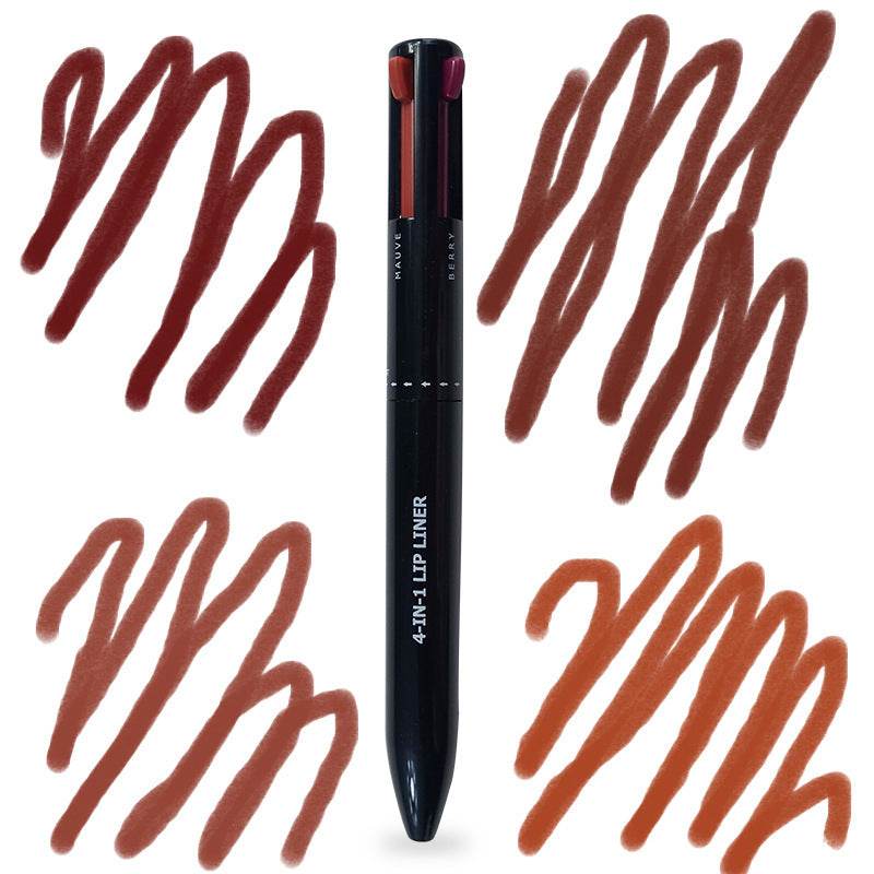 4 In 1 Makeup Lipliner Pencil Waterproof Touch Up Long Lasting Easy Color Ballpoint Eyeliner Pen - Mubimart
