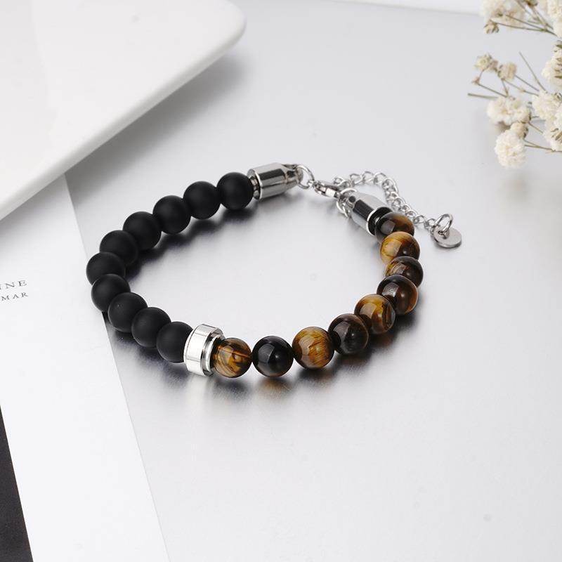 Bracelet Punk Men Women Natural Tiger-shaped Stone Stainless Steel Bangle - Mubimart
