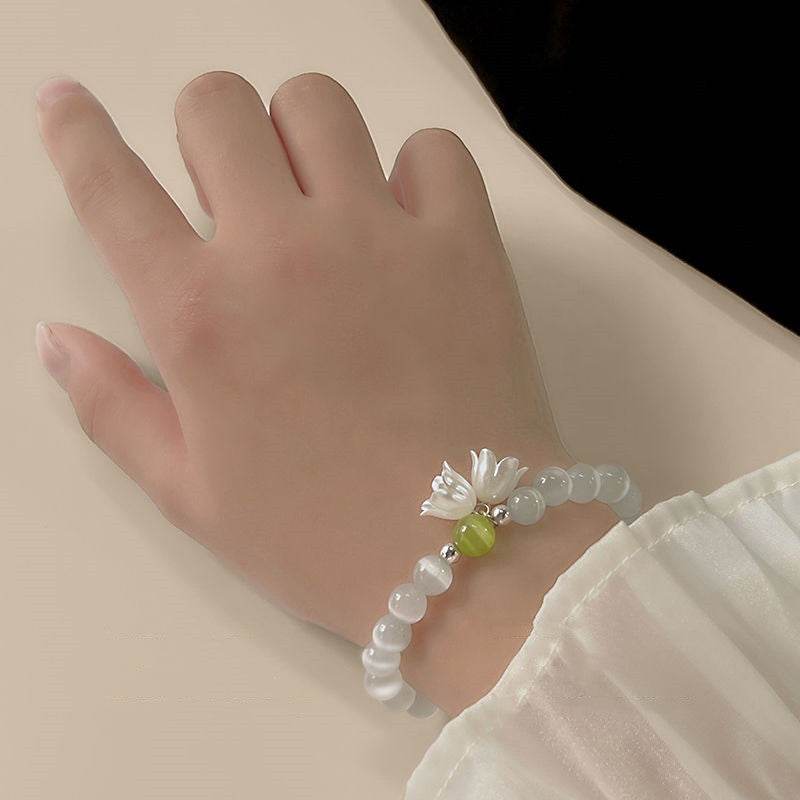 Retro Fairy Linglan Flower Beaded Bracelet For Women - Mubimart