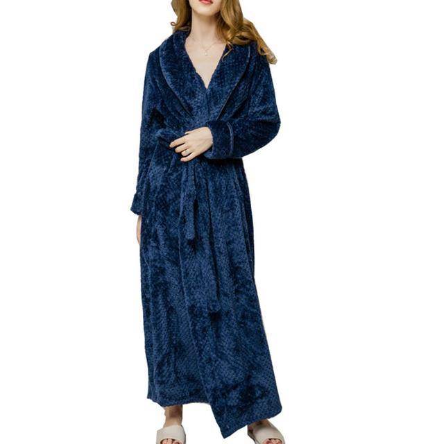 Winter Sleep Bath Robe Women Men Warm Fleece Robes - Mubimart