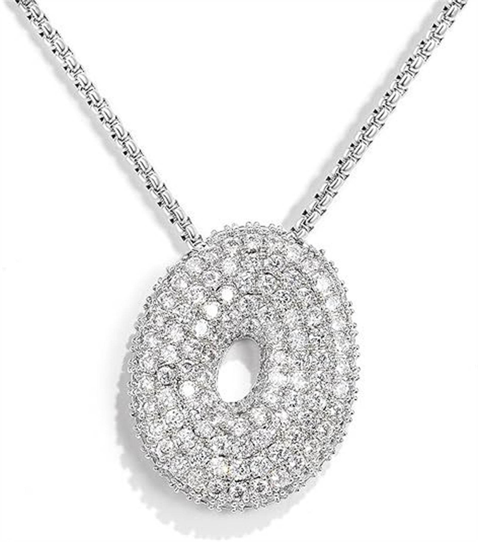 Brass Zircon Balloon English Letter Necklace - Mubimart