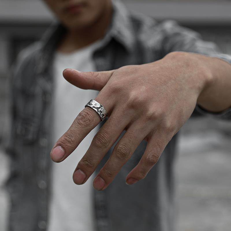 Skull Rhodium Plated Ring For Men - Mubimart