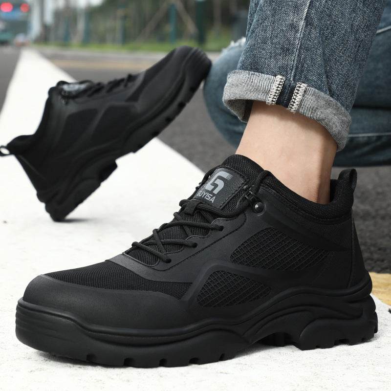 Men's Anti-smashing Steel Toe Rubber Sole Comfortable Wear-resistant Safety Shoes - Mubimart