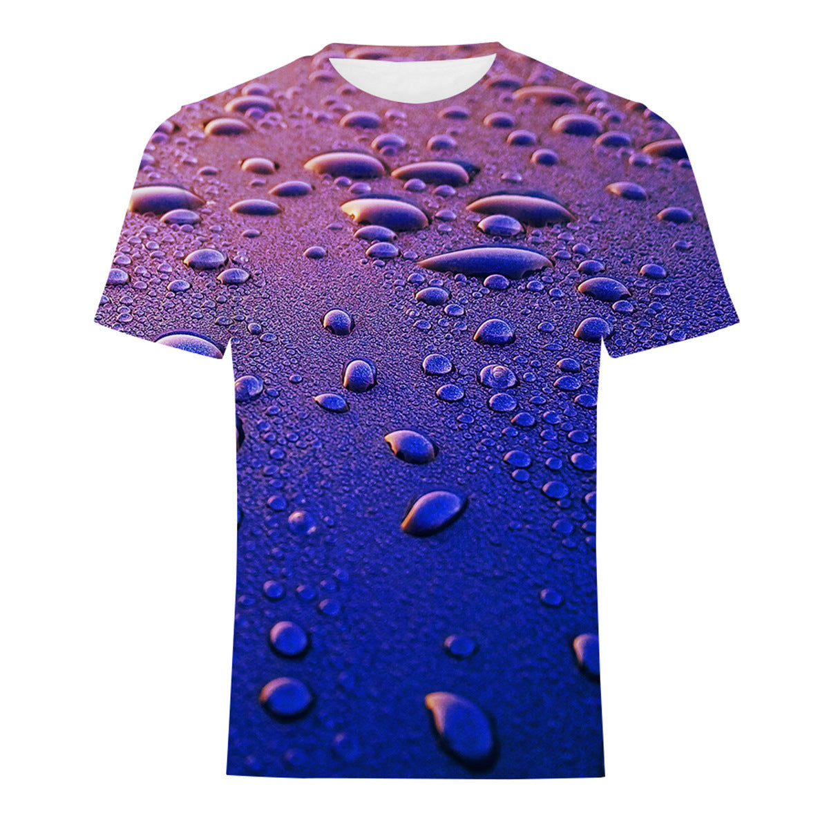 Mens Fashion Casual Digital Print Crew Neck T-shirt