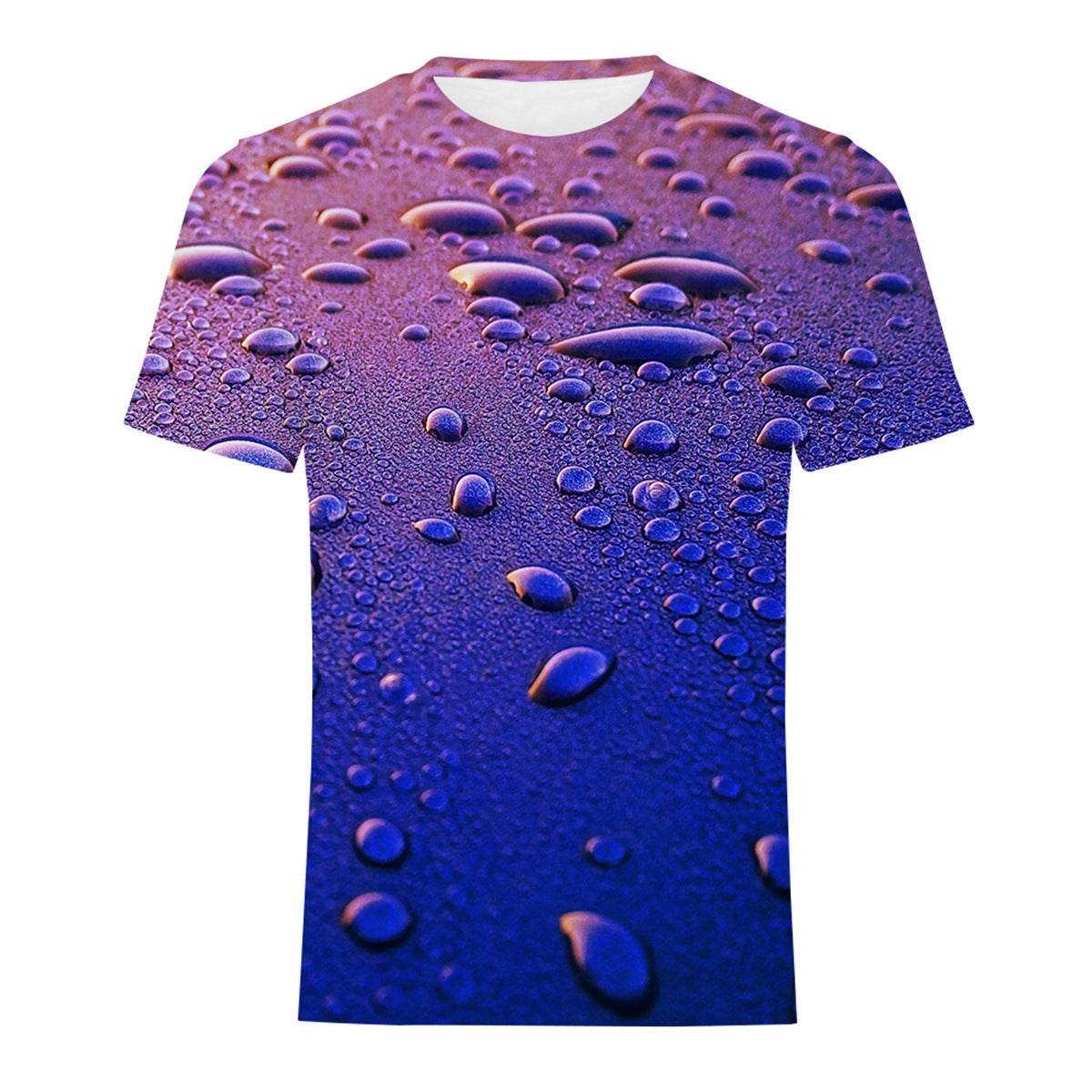 Mens Fashion Casual Digital Print Crew Neck T-shirt - Mubimart