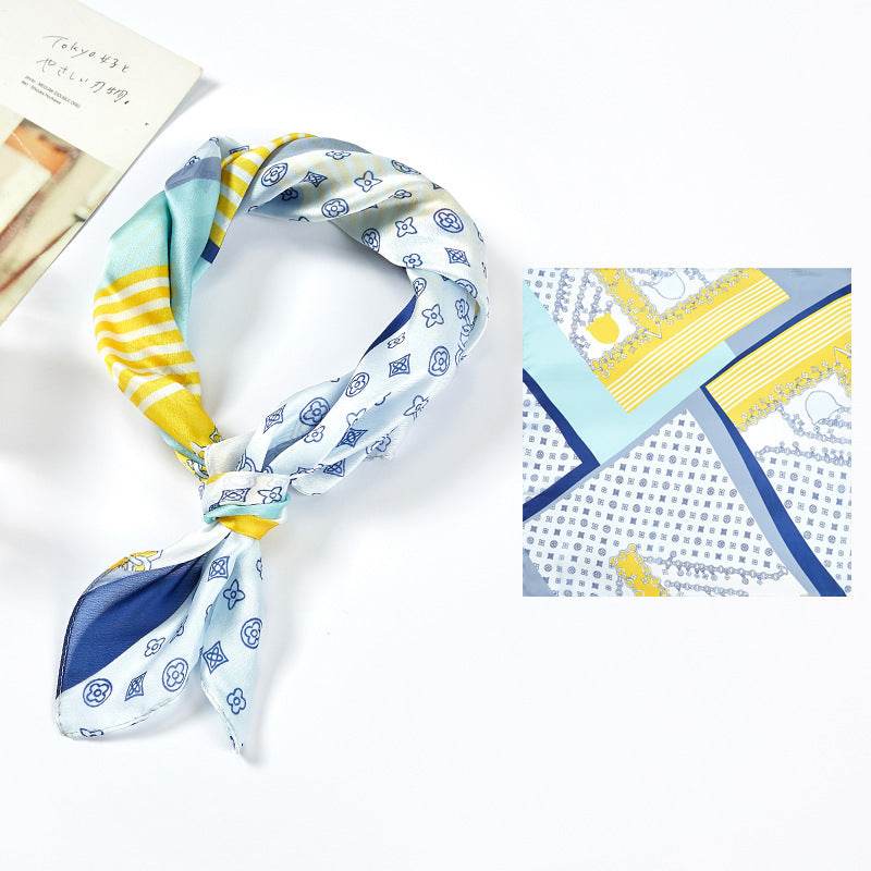 New Simulated Silk Satin Printed Scarves - Mubimart
