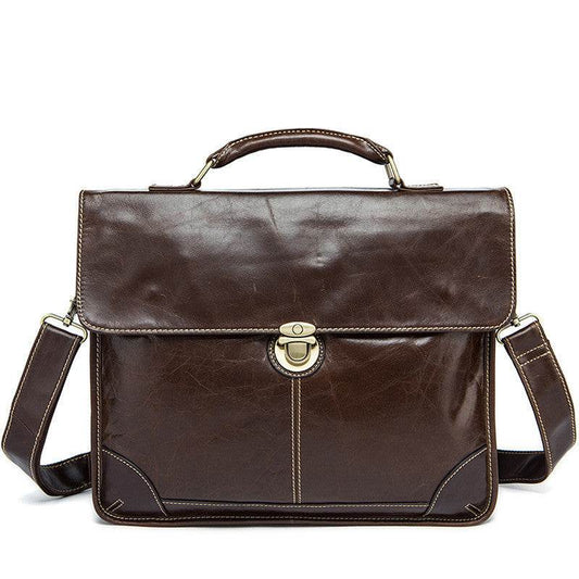 First Layer Cowhide Mens Bag Retro Trendy Texture Handbag - Mubimart