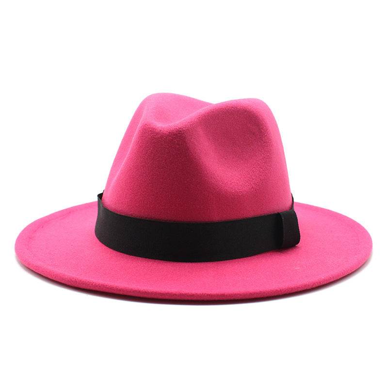New Panama Flat Brim Fedora Hat Woolen Hat Men's And Women's Hats - Mubimart