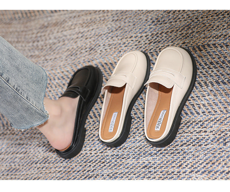 Spring And Autumn Single-layer Shoes Slip-on Toe Semi Slipper Women's Outdoor Vintage Soft Bottom Slippers Women - Mubimart -  