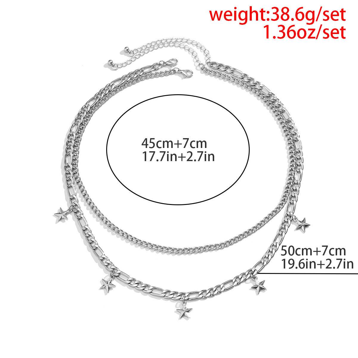 Mens Fashion Simple Pentagram Pendant Necklace - Mubimart