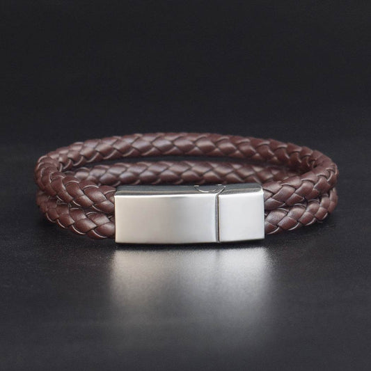 Fashion Personalized Men Woven Leather Bracelet - Mubimart