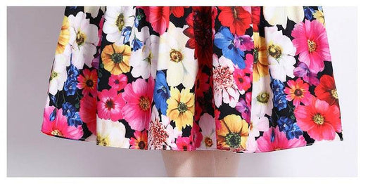 French Slip Dress Summer Print Flounces Vacation - Mubimart