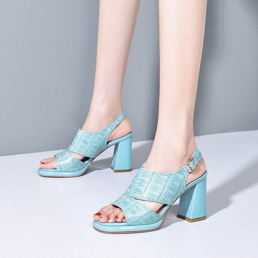 Peep Toe Plus Size 4 Thick High Heels Waterproof Platform - Mubimart