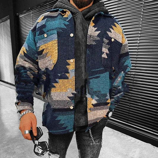Men's Long-sleeved Shirt Jacket Ethnic Style Jacket - Mubimart