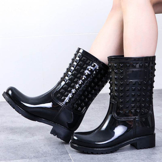 High Tube Rivet Rain Boots Adult Non-slip - Mubimart