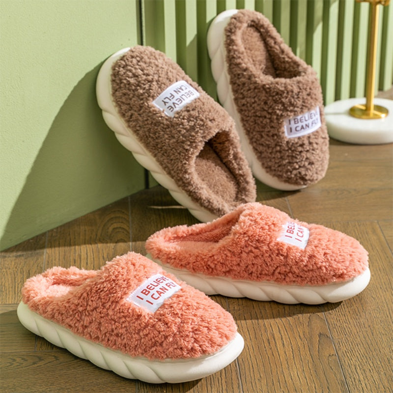 Warm Plush Slippers Home Shoes For Women Couple Winter Slippers - Mubimart -  