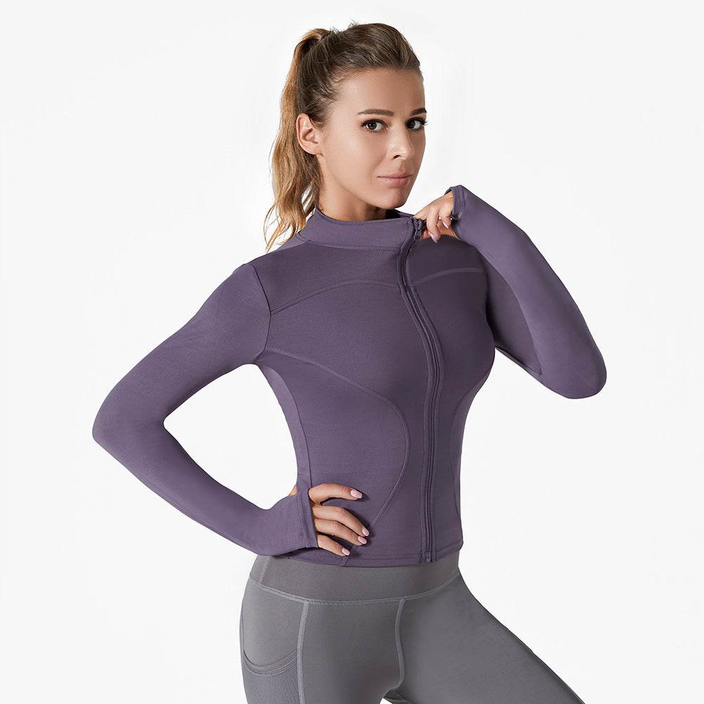 Running Training High Elastic Breathability Jacket Long Sleeve Top Workout Clothes - Mubimart