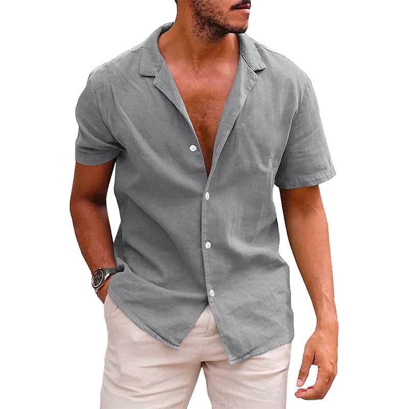 Men's Tops Casual Button Down Shirt Short Sleeve Beach Shirt Summer Mens Clothing - Mubimart