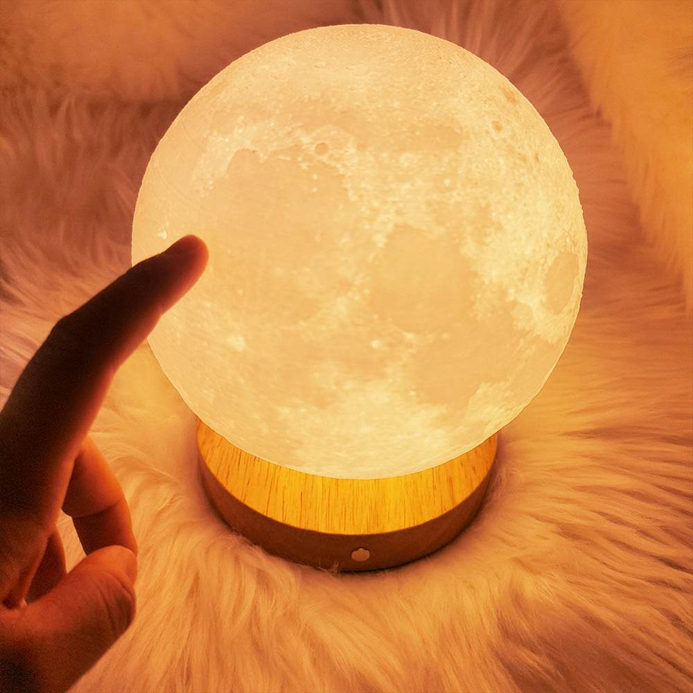 Rotating Sleeping Moon Small Night Lamp - Mubimart