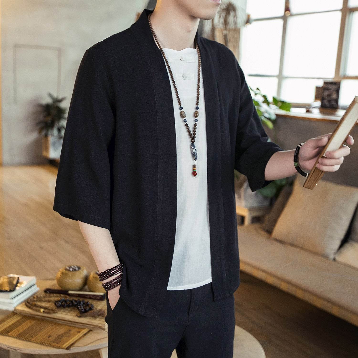 Linen Jushi Solid Color Cotton And Linen Shirt - Mubimart