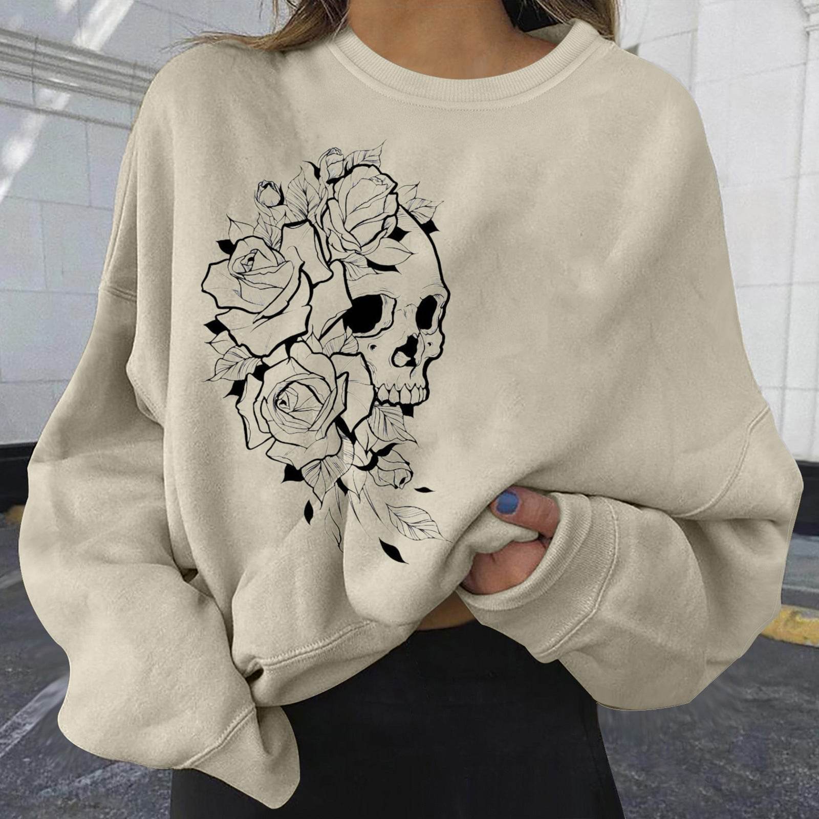 Women's Personality Print Fashion Sweatshirt Loose Plus Size - Mubimart
