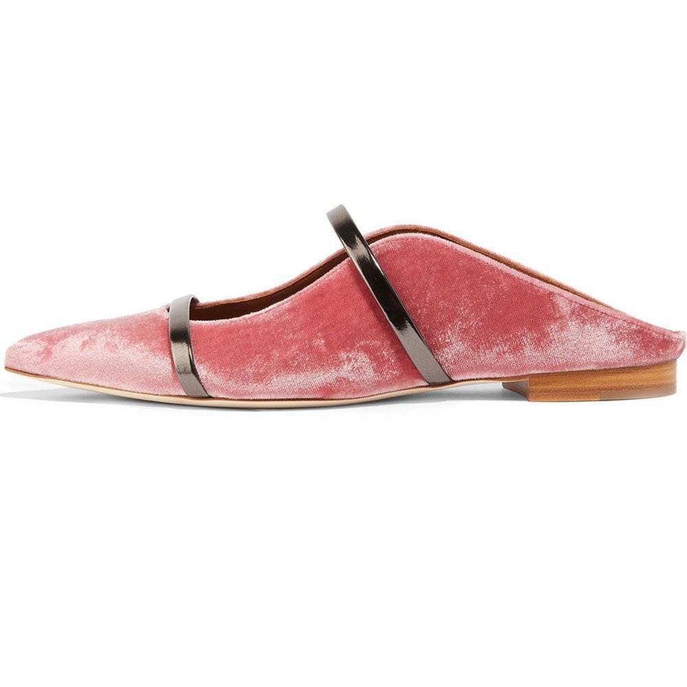 Pointed Toe Strap Flat Casual Shoes - Mubimart