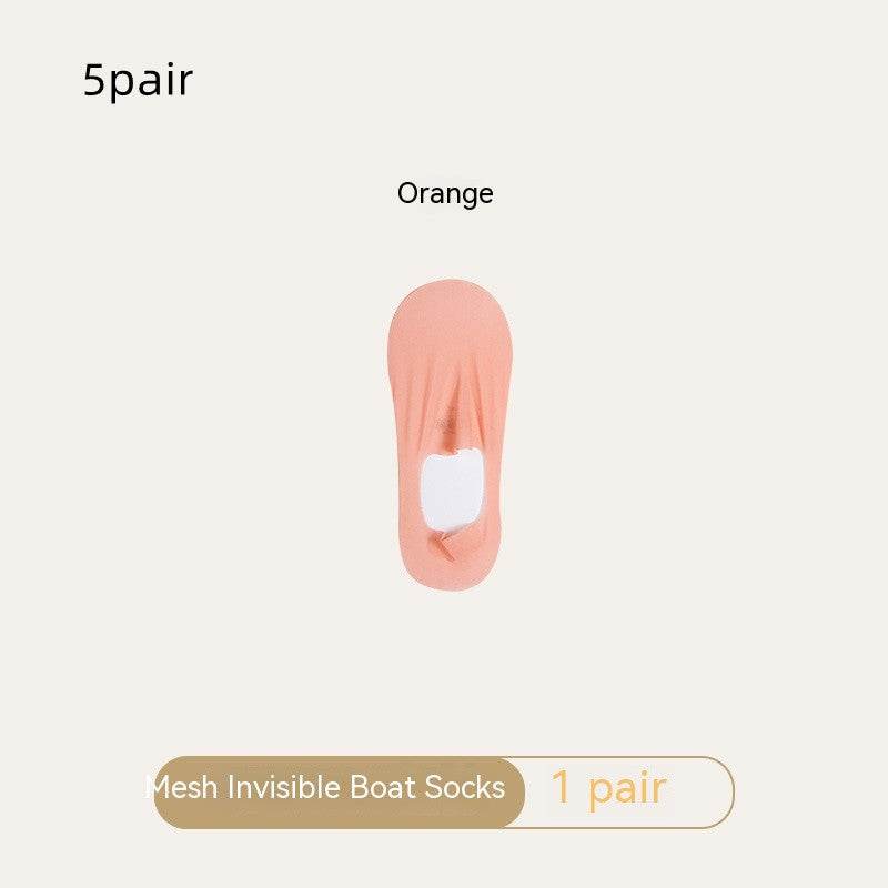 Women's Mesh Boat Socks Summer Thin Cotton Bottom Non-slip Tight Ice Silk Arbitrary Cut Women's Low Cut Invisible Socks - Mubimart