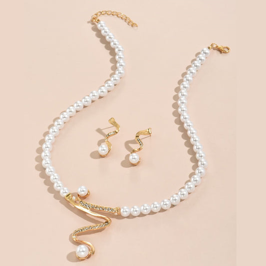 Earrings Pendant Two-piece Set Graceful Personality Pearl Combination