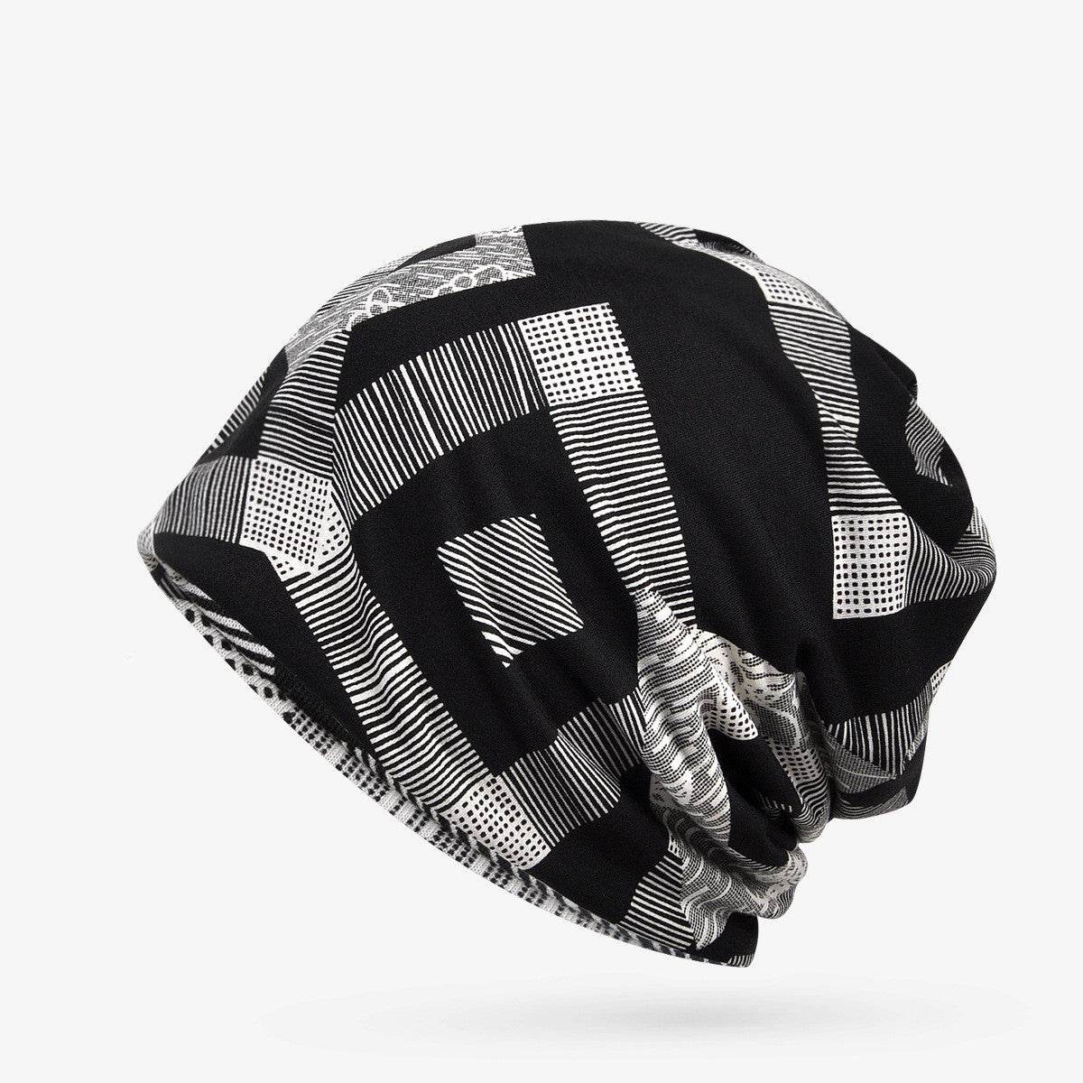 Hooded Cap And Bib Dual-use Men And Women Geometric Baotou Piled Hats - Mubimart