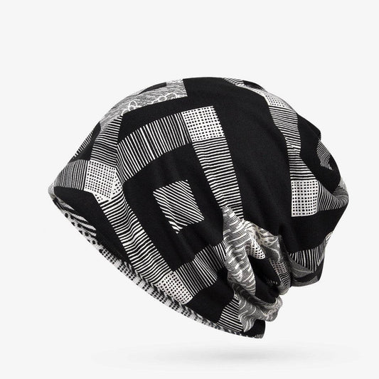 Hooded Cap And Bib Dual-use Men And Women Geometric Baotou Piled Hats - Mubimart