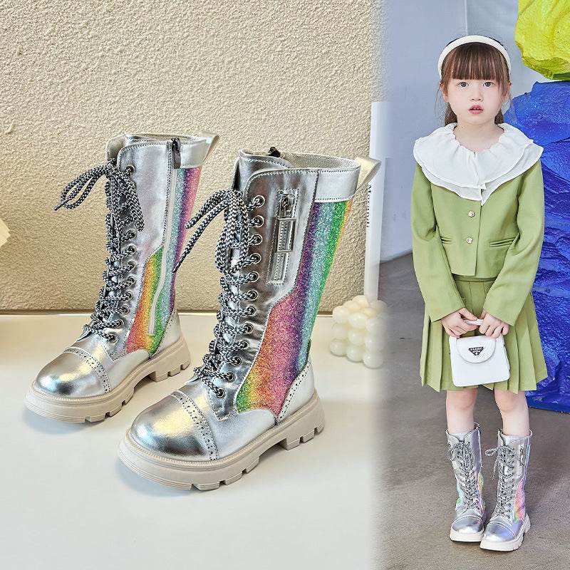New Childrens Fashion Mid-calf Boots Soft Sole British Style - Mubimart
