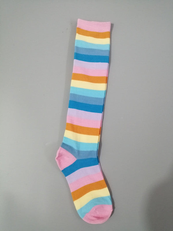 Cotton Colorful Tube Socks Knee Length Rainbow - Mubimart -  