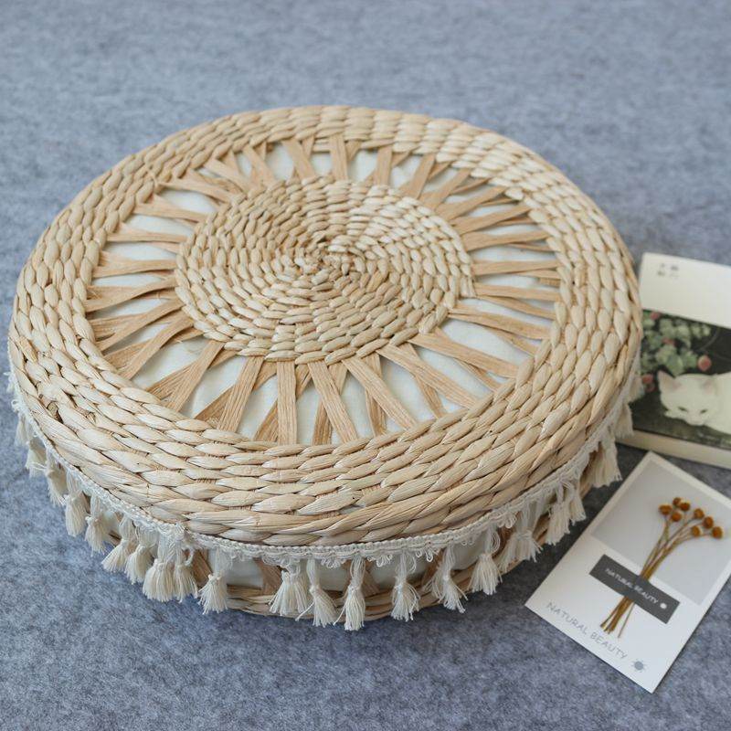 Handmade Straw Futon Seat Cushion Worship Buddha And Hit Thickening Floor Pillow Outdoor Decorative - Mubimart